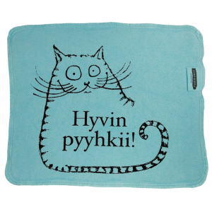 ”Hyvin pyyhkii!” -kuosi, turkoosi liina.