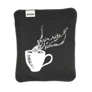 ”Ensin sitä kahvia” -kuosi, musta liina.
