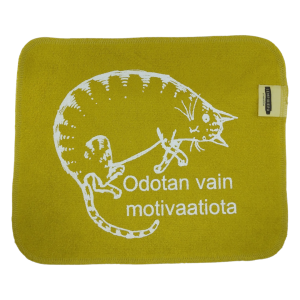 ”Odotan vain motivaatiota” -kuosi, vihreä liina.